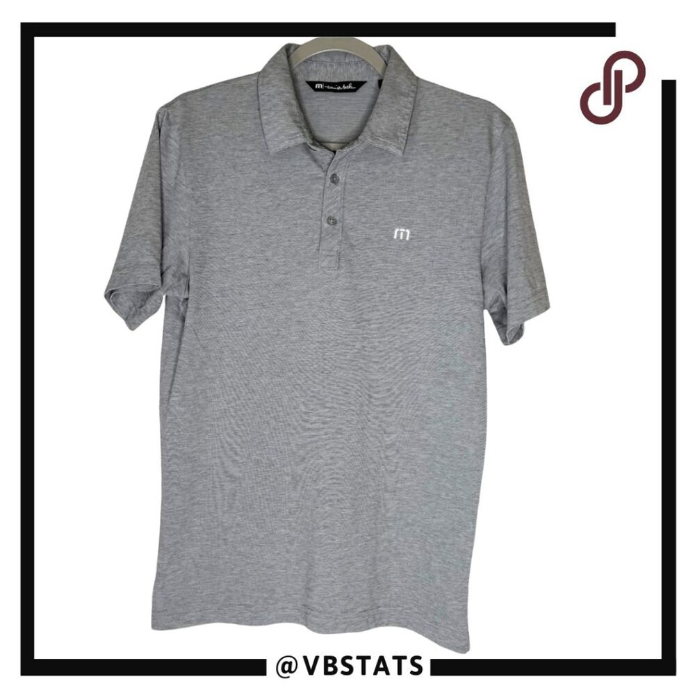 Travis Mathew Men's Pima Cotton Pinstripes Short Sleeve Polo Shirt Gray‎ Small